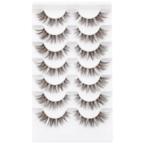Miniatura 7 de 7 pares de pestañas postizas individuales esponjosas de visón - Extensiones de pestañas postizas de aspecto natural marrón