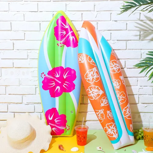Miniatura 2 de JellyArch 4 tablas inflables de surf de 36 pulgadas para piscina, flotadores de Luau hawaianos para fiestas, flores tropicales, tabla de surf
