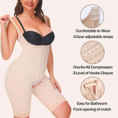 Miniatura 3 de RRXO Fajas Colombianas - Body moldeador de cuerpo para mujer con control de abdomen faja completa con busto abierto
