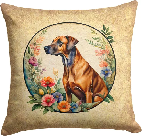 Miniatura 218 de Caroline's Treasures DAC2072PW1414 Affenpinscher and Flowers - Almohada decorativa de tela, lavable a máquina, para interiores y exteriores