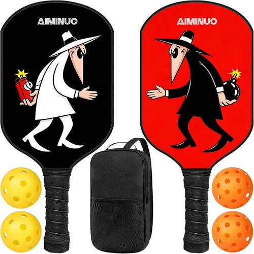 Miniatura 19 de Palas de pickleball de fibra de vidrio, juego de paletas de pickleball ligeras de 0.63 pulgadas para hombres, mujeres, niños, interiores y exteriores