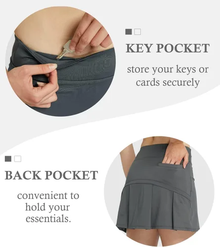 Miniatura 4 de HonourSex Faldas de golf para mujer con bolsillos, faldas de tenis con pantalones cortos, pantalones cortos, ropa deportiva, senderismo