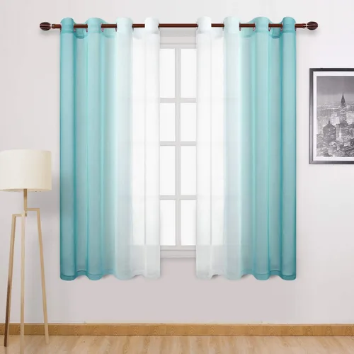 Miniatura 16 de DWCN Cortinas Transparentes de Lino Sintético Negro Degradado Ombré - Cortinas Semi Transparentes de Gasa con Ojales en la Parte Superior