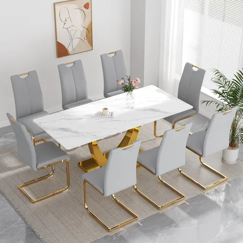 Miniatura 31 de yeag Juego de Sillas de Comedor Modernas de 2 Unidades, Sillas de Cocina y de Sala de Estar con Respaldo Alto, con Patas de Metal Cromado Dorado