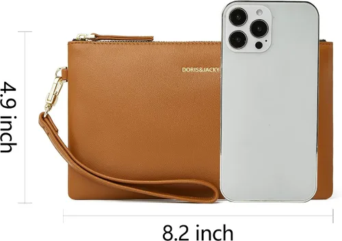 Miniatura 2 de DORIS&JACKY Bolso de mano pequeño de cuero para mujer, delgado, delgado, de piel de cabra, para teléfono celular, con correa