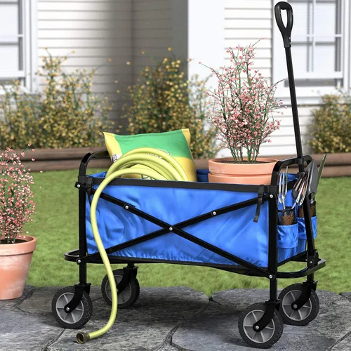 Miniatura 7 de Amazon Basics Carro utilitario plegable y resistente para deportes al aire libre, capacidad de peso de 265 libras, campamento, jardín y compras, Azul