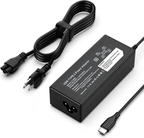 Cargador USB-C de 45 W compatible con HP Chromebook y más portátiles | for HP/Dell/Lenovo/Acer/Samsung/Asus, Fast Charging, Ideal for School/Office,