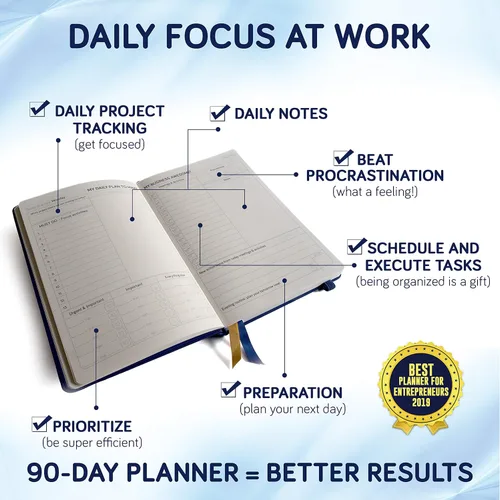 Miniatura 3 de Planificador de negocios sin fecha para emprendedores. Cuaderno de proyectos de enfoque para la productividad. Planificador diario semanal