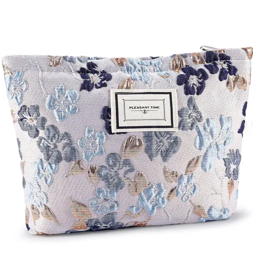 Miniatura 30 de Bolsa de maquillaje de flores para mujer, bonita bolsa de maquillaje para bolso, bolsa de cosméticos con cremallera, bolsa de cosméticos de lona