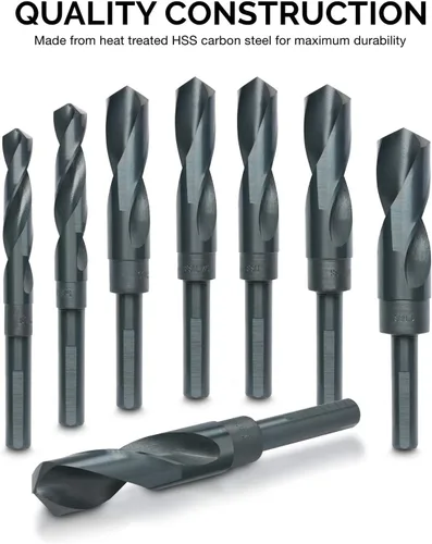Miniatura 3 de HILTEX 10005 Juego de brocas jumbo Silver & Deming, 8 piezas, vástago de 1/2 pulgada, brocas industriales grandes de 9/16 a 1 pulgada, para metal