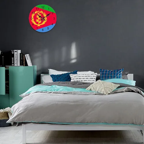 Miniatura 4 de The Flag of Eritrea - Reloj de pared patriótico de 9 pulgadas, funciona con pilas, silencioso, sin tictac, números arábigos, decoración moderna