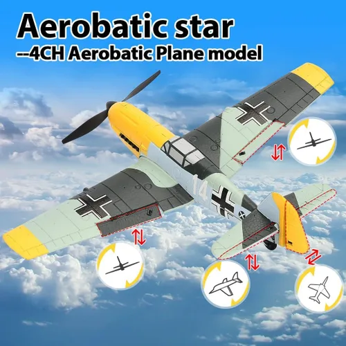 Miniatura 8 de ANTSIR Avión RC para adultos y adolescentes de 14 años, BF109 Avión de control remoto de 4 canales con giroscopio de 6 ejes, 3 modos de vuelo, listo