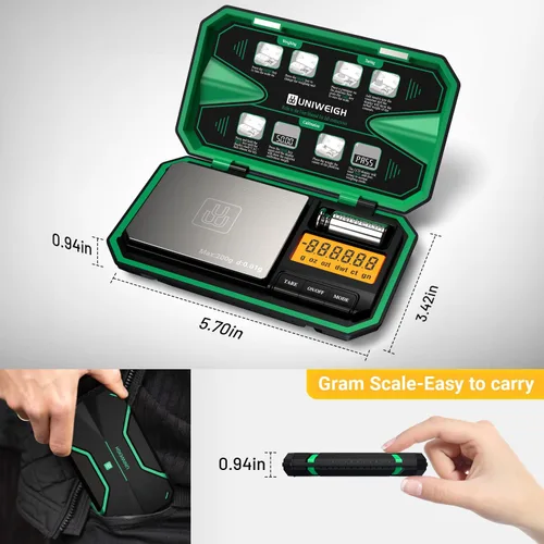 Miniatura 5 de UNIWEIGH - Báscula digital de bolsillo de precisión 200 g/0.01 g, báscula digital de gramos y onzas, mini báscula de joyería, báscula de monedas
