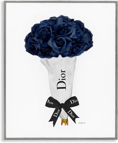Miniatura 11 de Stupell Industries Ramo floral de rosas azules, lazo glamuroso, diseñado por Amanda Greenwood, arte de pared enmarcado en blanco, 24 x 30 pulgadas