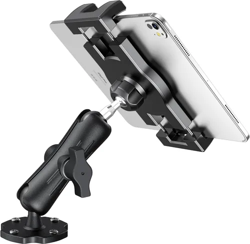 Miniatura 10 de Soporte de aluminio resistente para tableta, tablero de instrumentos para camión, vehículo, escritorio, pared, soporte ajustable de 360° para iPad
