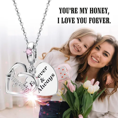 Miniatura 3 de JIAYIQI Abalorios colgantes de plata de ley 925 para hermana, madre, hija, esposa, para mujeres, niñas, cumpleaños, día de la madre, Navidad