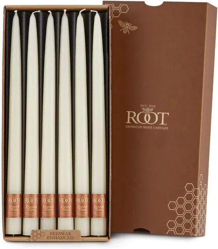 Miniatura 11 de Root Candles Juego de 12 velas cónicas sin aroma, lisas sumergidas a mano, sin goteo, cera de abeja mejorada, en caja, 9 pulgadas, verde salvia