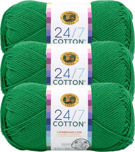 Miniatura 89 de Lion Brand Yarn, Hilo ligero mercerizado de algodón 24/7 para tejer, ganchillo y manualidades, Almirante, 1 paquete, 185 yardas de fibra natural