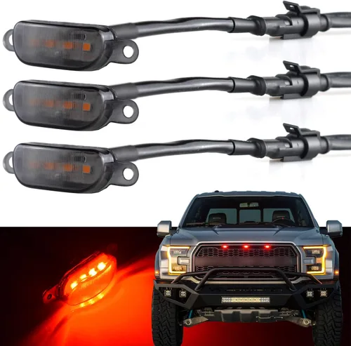 Miniatura 14 de Boigoo Luces de rejilla delanteras compatibles para Ford F-150 Raptor 2004-2019 y Dodge Ram 1500 2013-2018, rejilla de posventa, rejilla decorativa