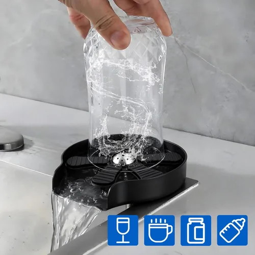 Miniatura 7 de ShanSon Enjuagadora de vidrio para fregadero: lavadora de vasos de alta presión de 9 chorros con construcción de acero inoxidable y cobre, limpiador