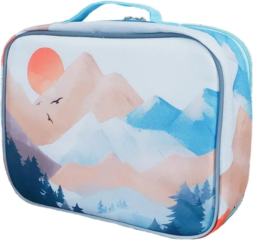 Miniatura 10 de Lonchera infantil, para niñas, adolescentes, mujeres, bolsa de almuerzo aislada, compartimentos de lados suaves, espaciosos, sin BPA, apto para Azul