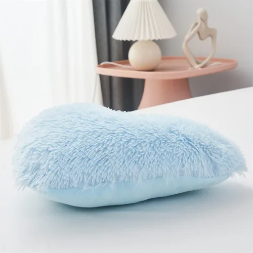 Miniatura 5 de MOOWOO Almohada de corazón esponjosa de felpa, almohadas peludas para regalos, almohada de amor, cierre de cremallera, Navidad, día de la madre, Azul