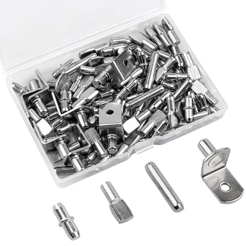 Juego de 104 piezas de clavijas para estante, clavijas de estante mejoradas de 4 estilos, clavijas de soporte de estante de 5 mm y 1/4 pulgadas de
