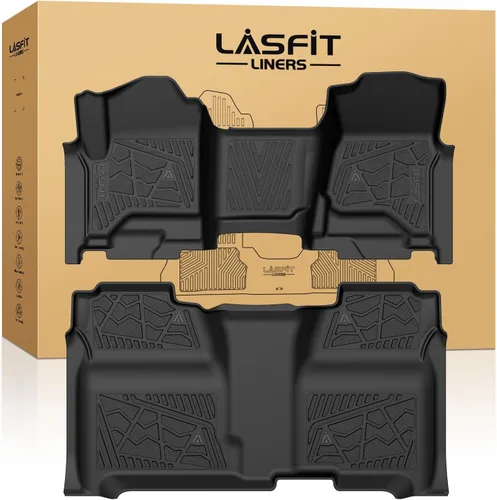 Miniatura 25 de LASFIT Juego completo de tapetes de elastómero termoplástico para todo tipo de clima de ajuste personalizado para automóviles, de 1ª y 2ª fila, 3