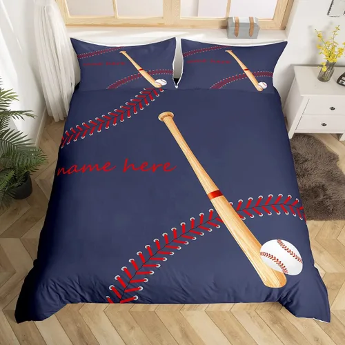 Miniatura 3 de Juego de ropa de cama de béisbol para niños y adolescentes, bates de béisbol, juego de cama europeo, para actividades de pasatiempo, softbol