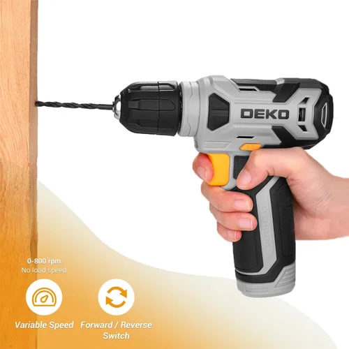 Miniatura 5 de Taladro inalámbrico DEKOPRO de 8 V, juego de taladro con mandril sin llave de 3/8 pulgadas, 42 piezas de accesorios, LED incorporado, cable de carga