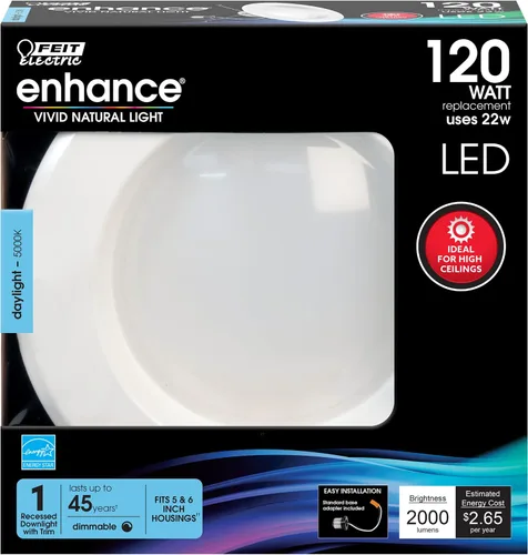 Miniatura 4 de Feit Electric Luces LED Empotradas Retrofit de 5 o 6 Pulgadas para Downlights, Equivalente a 120 Vatios de Alto Rendimiento, 2000 Lúmenes 5000K Luz