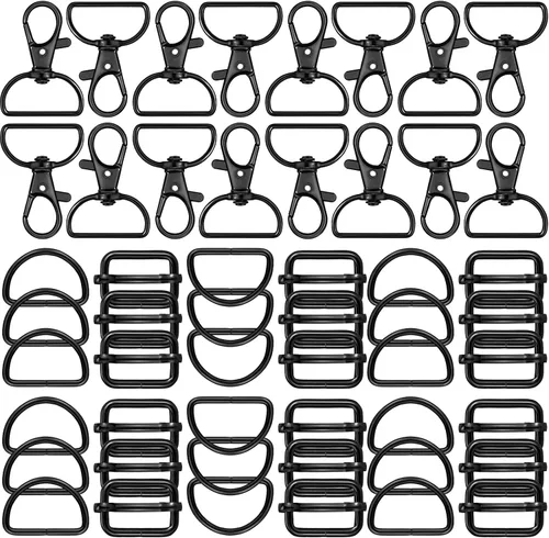 Miniatura 12 de 56 anillos en D para bolsa, bolsa, accesorios para hacer bolsas, hebillas y manualidades (negro, 0.98 pulgadas)