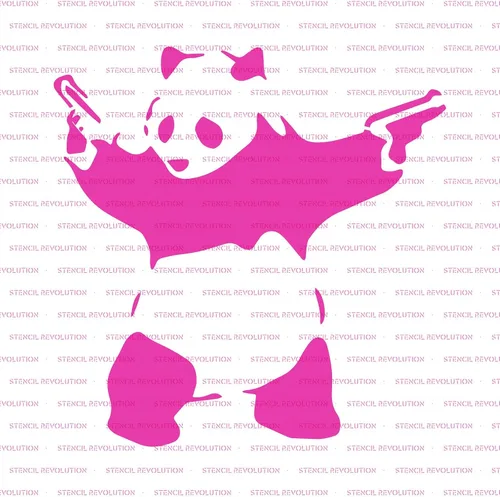 Miniatura 5 de Banksy - Plantilla de panda con pistolas para paredes y manualidades, plantillas reutilizables de panda con pistolas por Banksy para pintar