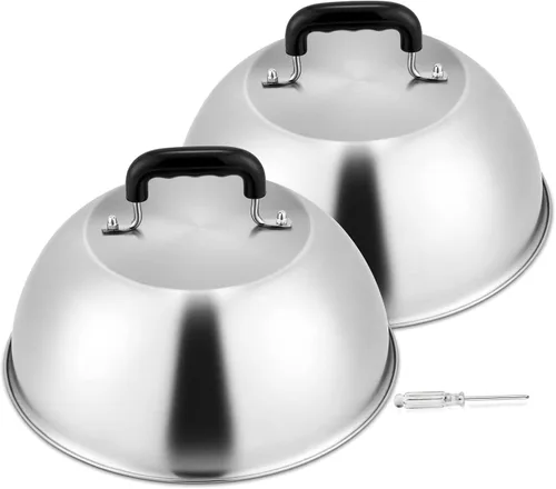 Miniatura 14 de Cúpula para Derretir Queso de 12 Pulgadas, HaSteeL Cubierta Redonda de Acero Inoxidable para Rociar y Vaporizar, Cúpula Grande Sólida para Plancha