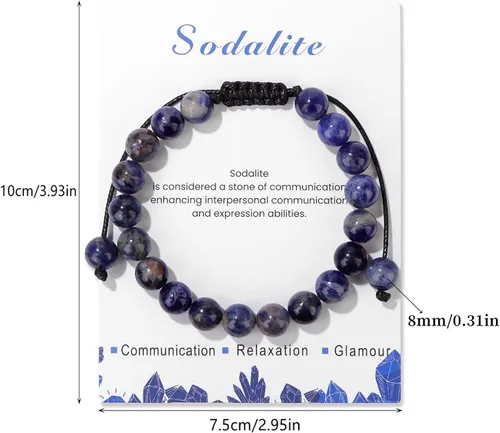Miniatura 35 de Pulsera de cristal curativo para mujer de 0.315 in, pulsera de cuentas de cristal natural ajustable hecha a mano, joyería curativa, regalo