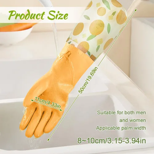 Miniatura 2 de 2 pares de guantes de goma para lavar platos, reutilizables, sin látex, guantes de cocina con forro de algodón, guantes antideslizantes e
