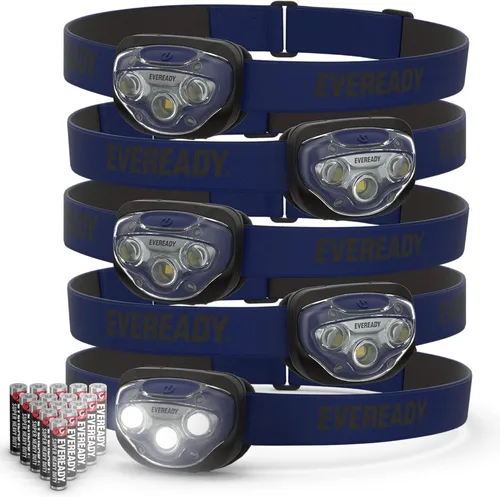 Miniatura 8 de EVEREADY Linternas Frontales LED Pro200 [Paquete de 5], IPX4 Resistente al Agua, Luces de Cabeza Brillantes y Duraderas para Acampar, Senderismo