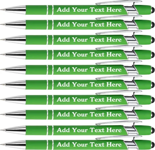 Miniatura 76 de Bolígrafos personalizados a granel grabados personalizados con punta de lápiz capacitivo, bolígrafos personalizados de tinta negra, regalos