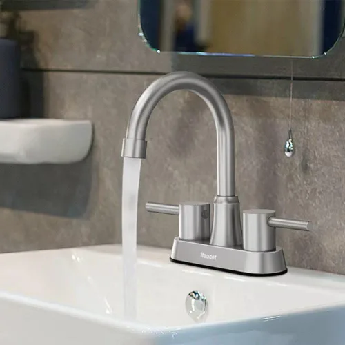 Miniatura 7 de Grifos de baño, grifo de baño de 3 agujeros, grifo de lavabo de baño, grifo para lavabo de 4 pulgadas con 2 manijas tipo centerset, libre de plomo