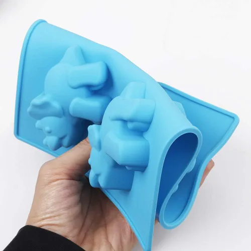 Miniatura 5 de homEdge Moldes de silicona para caramelos de dinosaurio, juego de 3 paquetes de moldes antiadherentes para chocolate, jabón hecho a mano, color azul