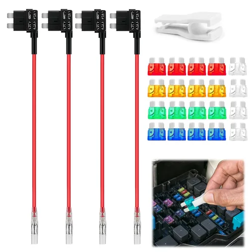 Miniatura 9 de Paquete de 4 adaptadores de fusible para automóvil de 12 V, mini cuchillas con 20 fusibles (10A/15A/20A/25A/30A), ATO ATC ATM APM, portafusibles
