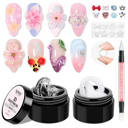 Miniatura 18 de Gel 3D para arte de uñas, gel duro sólido para esculpir uñas, no pegajoso para tallar, extensión de edificios con lápiz de arte de uñas, manicura