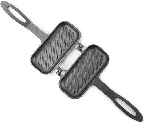 Miniatura 3 de HAWOK - Sandwichera compacta de hierro fundido a la parrilla, sartén de doble cara, sándwich de desayuno, tostadora para perros calientes Negro 01