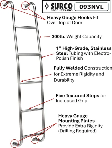 Miniatura 3 de Surco 093NVL - Escalera de acero inoxidable de 5 escalones, compatible con camionetas Nissan NV2500/3500 HD de techo alto 2011-21