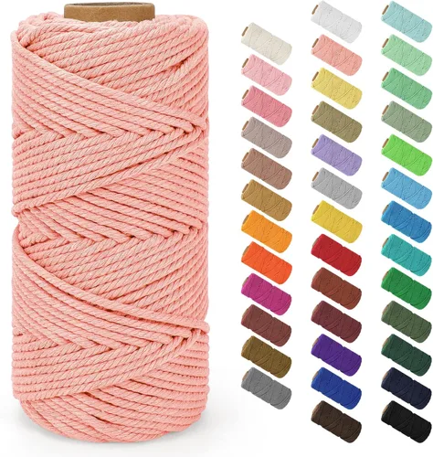 Miniatura 136 de Cordón de macramé de 0.079 in x 380 yardas (1140 pies), cuerda de algodón natural para colgar en la pared, ganchos de plantas, manualidades, Beige