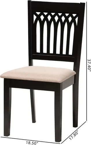 Miniatura 3 de Baxton Studio Genesis - Juego de 2 sillas de comedor, beige/marrón oscuro