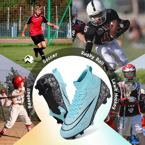 Miniatura 6 de RDYLBU Kids Soccer Cleats Boys Girls Football Cleats Turf Soccer Shoes AGFG