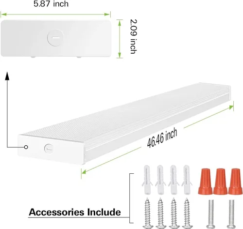 Miniatura 7 de hykolity Paquete de 4 luces LED envolventes de 40 W y 4 pies para garaje, [2 lámparas equivalentes fluorescentes de 32 W] 4400 lm 4000 K, lámpara