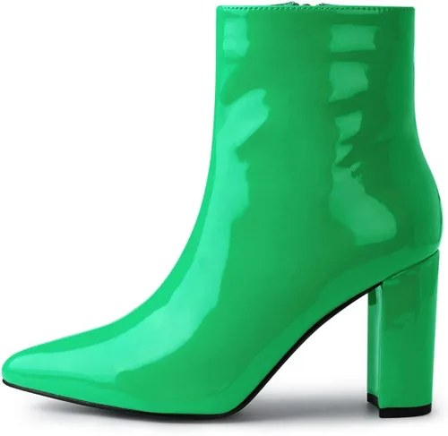 Miniatura 7 de Allegra K Botines con cremallera y tacón grueso para mujer