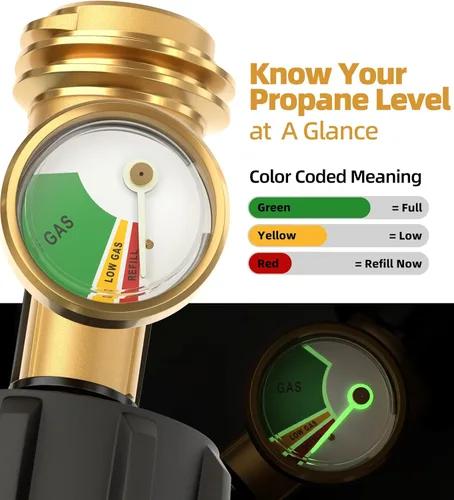 Miniatura 2 de Indicador de nivel de tanque de propano, medidor de propano universal para tanque LP de 5 a 40 libras, medidor de presión de gas codificado por